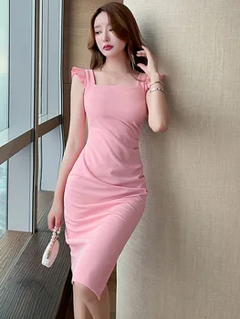 ZB5859 2023 новое летнее женское модное темпераментное элегантное сексуальное платье с открытыми плечами, тонкое платье с разрезом на бедрах, дешевая оптовая продажа