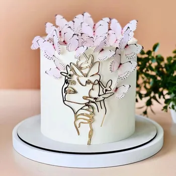 Абстрактная простая линия акриловой вставки для торта гимнастическая девочка украшение торта