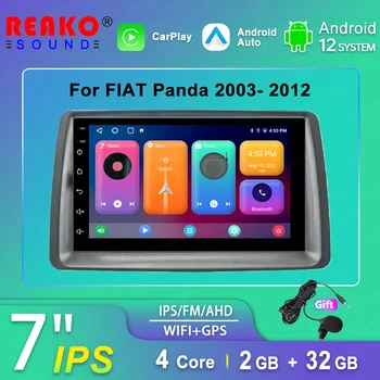 Автомагнитола REAKO Android 12 Стерео для Fiat Panda 2003-2012, Мультимедийный плеер, навигация, gps, Беспроводной CarPlay, Android Auto 7