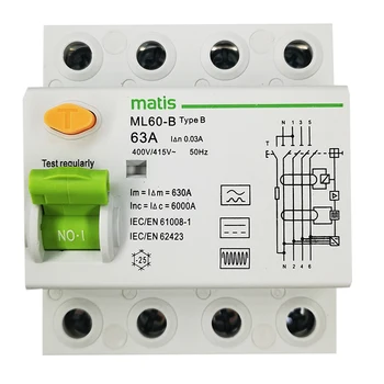 Автоматический выключатель Matismart 40A 4p 415V 300mA типа B rccb