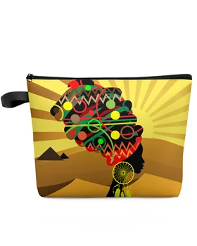 Африканская женщина Силуэт Пустыни, дорожная косметичка большой емкости, Переносная сумка для хранения макияжа, женский водонепроницаемый пенал