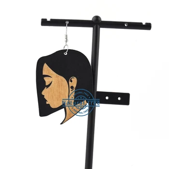 Бесплатная доставка!Женские деревянные серьги с гравировкой из натуральных волос Black Queen Diva