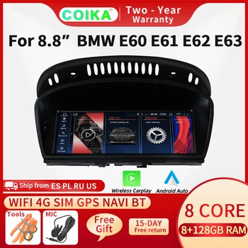 Беспроводной Carplay Android 12 Автомобильный Мультимедийный Сенсорный Экран Для BMW E60 E61 E62 E90 E91 E92 WIFI 4G SIM GPS Навигация Радио 8 Core