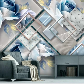 большие фрески wellyu по индивидуальному заказу, модное украшение дома, современная геометрическая мраморная мозаика, европейские розовые винтажные обои