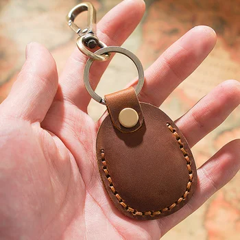 Брелок ручной работы из натуральной кожи, ключница, защита для ключей, переносная мини-сумка для ключей с металлическим крючком