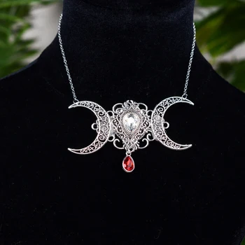 Ведьмин полумесяц с хрустальным кулоном, языческое ожерелье с магической энергией для женщин