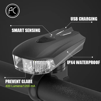 Велосипедная сенсорная Фара, Велосипедный Руль, USB Перезаряжаемый фонарик, Интеллектуальный индукционный свет высокой яркости.