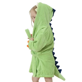 Детские халаты с мультяшным динозавром, детские пижамы, Пляжное полотенце с капюшоном, халат, Мягкий банный халат, халаты для маленьких мальчиков и девочек, халат