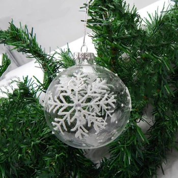 диаметр 4шт/упаковка = 8 см Ручной рисунок Прозрачный стеклянный глобус Украшение для дома Рождественская елка Подвесной шар Серебряный порошок Кулон
