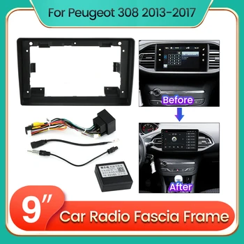 Для Peugeot 308 T9 308S 2013-2017 2Din Android Автомобильный Радиоприемник Стерео Фасция Приборной Панели Рамка С Кабелем Питания Canbus Box