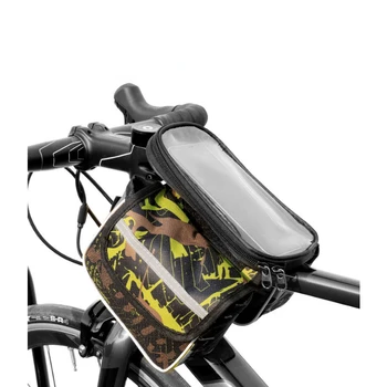 Езда на велосипеде на открытом воздухе, Сумка для мобильного телефона с сенсорным экраном, Водонепроницаемая Сумка для передней балки горного велосипеда Большой емкости, Сумка для велосипедного седла