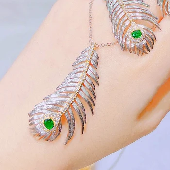 Женское ожерелье WPB Design, ожерелье из матовых перьев, женская цепочка-ошейник с блестящим цирконием, роскошные украшения, праздничный подарок для девушки, вечеринка