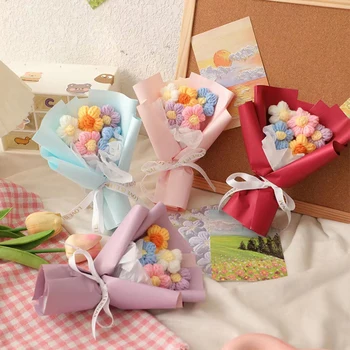 Затяжки, вязаные крючком Цветы, букет ручной работы для свадебной вечеринки Украшение домашнего стола Подарок для мамы подруги