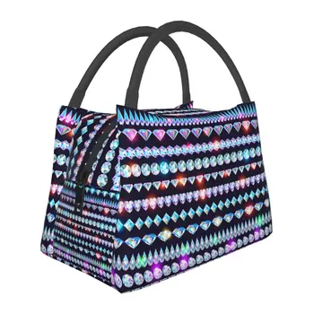 Изготовленная на заказ Модная Роскошная сумка для ланча со стразами, мужская Женская сумка-холодильник, Термоизолированные ланч-боксы для офисных поездок