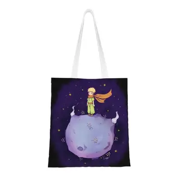 Изготовленная на заказ холщовая хозяйственная сумка Le Petit Prince Женская прочная продуктовая сумка The Little Prince Shopper Tote Bag
