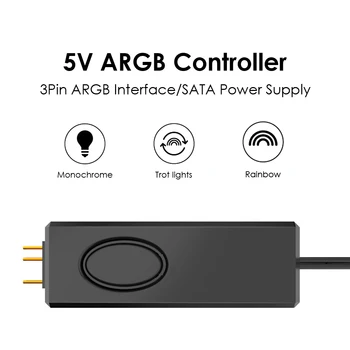 Источник питания SATA 5V 3Pin Кабель контроллера AURA RGB ARGB Для корпуса компьютера, Вентиляторы со светодиодной полосой, Аксессуары для водяного охлаждения.