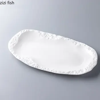 Керамическая обеденная тарелка 12 дюймов с неправильным каменным рисунком, Рыбная тарелка, тарелка для барбекю, Десертное блюдо, блюдо для закусок, Домашняя керамическая посуда