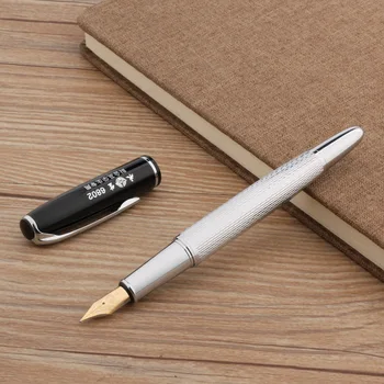 классическая перьевая ручка Скульптура тонкая волнистая линия серебристо-черная Иридиевая ручка Канцелярские Принадлежности Ручка для офиса
