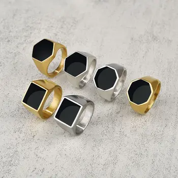 Классическое кольцо с капельным клеем из нержавеющей стали для мужчин, модные кольца в стиле хип-хоп, серебристо-золотой цвет, Очаровательные украшения, подарок на день рождения для вечеринки