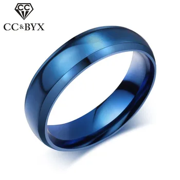 Кольца для влюбленных CC Для женщин и мужчин, классическое синее кольцо из титановой стали с матовой отделкой, размер 4-14 CC927c