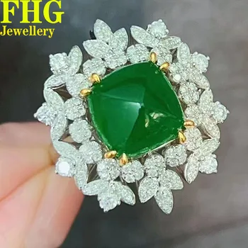 Кольцо из 18-каратного золота Au750, созданное в лаборатории Кольцо с 6-каратным изумрудно-зеленым и муассанитовым бриллиантом, обручальное кольцо на годовщину помолвки