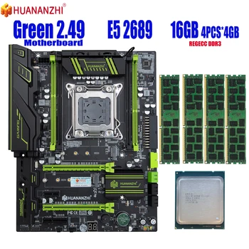 Комплект материнской платы HUANANZHI GREEN 2.49 LGA2011 с памятью Xeon E5 2689 4x4 ГБ = 16 ГБ 10600R 1333 МГЦ DDR3 ECC REG