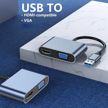 Конвертер, совместимый с USB 3.0 в HDMI с разрешением 1080P, графический адаптер с несколькими дисплеями для ПК, ноутбука, проектора HDTV, внешней видеокарты