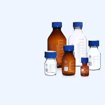 Лабораторная Прозрачная /коричневая бутылка с реактивом с завинчивающейся крышкой, герметичная Стеклянная бутылка для лабораторных образцов