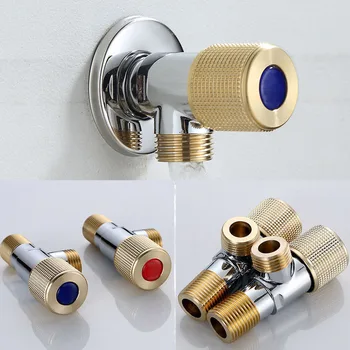 Латунный угловой клапан G1 / 2, запорный клапан для воды, запорный клапан для крана в ванной, Запорный клапан для кухонной раковины, Треугольный клапан для регулятора давления воды