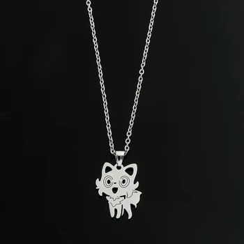 Милое ожерелье с подвеской в виде животного Кошка Собака Динозавр Ожерелье с цепочкой на шею из нержавеющей Стали Модные Украшения для вечеринок Аксессуары