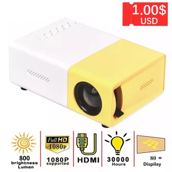 Мини-проектор YG300 Pro LED С поддержкой 1080P Full HD Портативный проектор Аудио HDMI USB видеопроектор