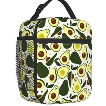Многоразовый ланч-бокс с фруктовым принтом Авокадо для женщин, Герметичный термоохладитель, сумка для ланча с пищевой изоляцией для детей, школьников