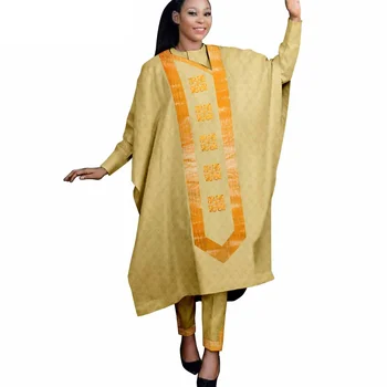 Мода Агбада Вышивка Соблаговолит Плюс Размер Халат Комплект из 3 Предметов Свадебный Халат Африканское Платье Для Женщины Африканская Пара Одежда