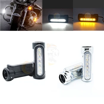 Мотоциклетные аварийные решетки, светодиодные фары дальнего света/указатели поворота для Harley Bike Touring Victory, черный /хром