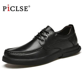 Мужская обувь из натуральной кожи люксового бренда PICLSE, Деловая Повседневная кожаная обувь, Удобные мокасины, мужская обувь на плоской подошве