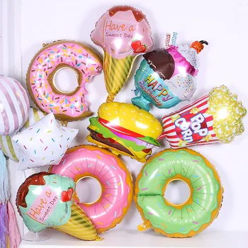 Мультяшный пончик с конфетами, алюминиевый воздушный шар, праздничный торт, гелиевые шары, Детский день рождения, свадебное украшение, Глобусы для душа ребенка