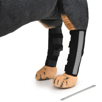 Наколенники для домашних животных с фиксатором для поддержки собаки, светоотражающие, для защиты ног, дышащие принадлежности для защиты от хирургических травм, 2 шт. в комплекте