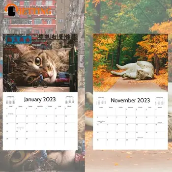 Настенный календарь на 2023 год, милые кошки, календарь с забавными дворняжками, Глянцевый настенный календарь