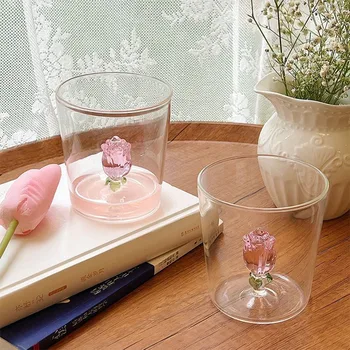 Нижняя одностенная чашка из розового стекла