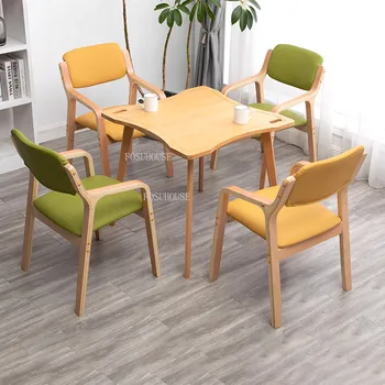 Обеденные стулья из европейского дерева Кухонная мебель Простое кресло со спинкой Изготовленное на заказ Современное Кресло для переговоров в ресторане отеля