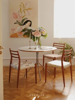 Обеденный стул из массива дерева, кресло-мягкая сумка с принтом для дома, деревянный стул для гостиной, мебель для дома из французского вишневого дерева