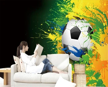 обои beibehang 3d На заказ, 3D цветные футбольные фотообои, домашний интерьер, фоновые обои для гостиной для детской комнаты