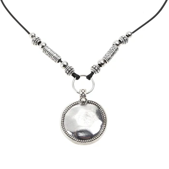 Ожерелье с круглым диском, женское колье-чокер, ожерелье из кожаного шнура в готическом стиле, панк-ошейник для девушки, уличная одежда, чокер