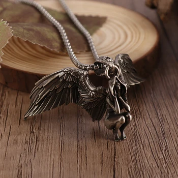 Ожерелье с подвеской в виде Ангела серебряного цвета для мужчин и женщин, креативное ожерелье для пары ювелирных изделий на День рождения, подарочное ожерелье