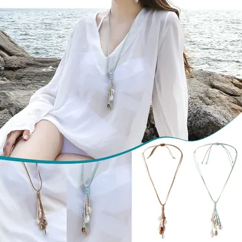 Ожерелья для женщин ручной работы, готовое изделие ручной работы, персонализированное ретро-веревочное ожерелье ручной работы, Кожаная веревка в виде раковины с океанским ветром