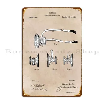 Патентный стетоскоп Фукса, 1 Металлическая табличка, ржавый домашний кинотеатр, железная фреска, жестяная вывеска, плакат
