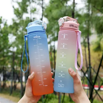 Портативная бутылка для воды объемом 1000 мл, мотивационная спортивная бутылка для воды с отметкой времени, герметичная чашка для занятий спортом на открытом воздухе, фитнес без BPA