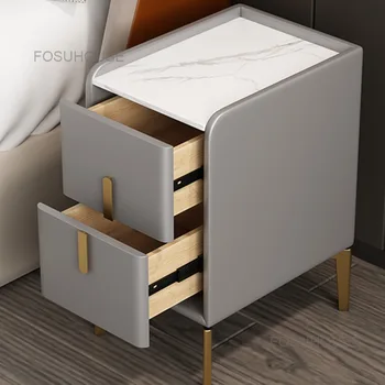 Прикроватный столик из массива дерева, Современный Роскошный Шкаф для хранения вещей, Узкие Домашние Тумбочки из итальянской Кожи, Мебель для спальни