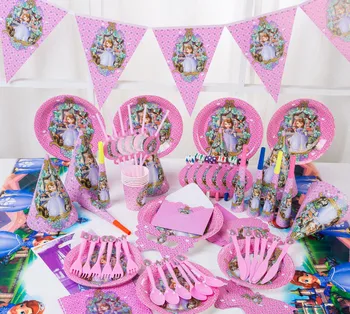 Принадлежности для вечеринок 99шт Тема вечеринки с изображением розовой принцессы Софии украшение детской вечеринки мероприятие принадлежности для вечеринок пользу для детей