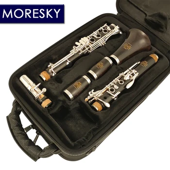 Профессиональный кларнет MORESKY из черного дерева/Grenadilla Bb, посеребренный, 19 клавиш Sib Klarnet · Блестящий